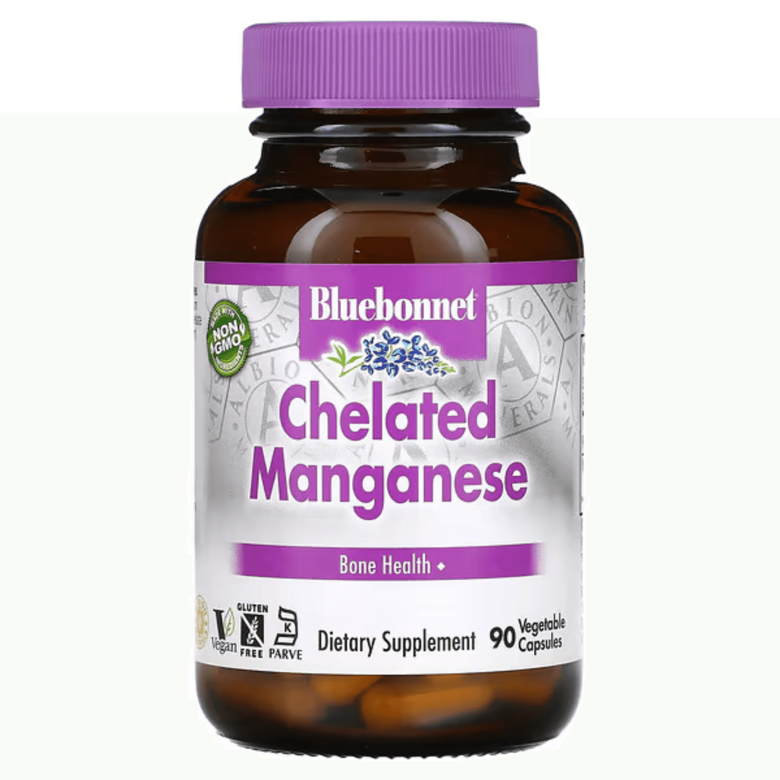 Хелатированный марганец, 90 капсул, Chelated Manganese,  Bluebonnet  Nutrition