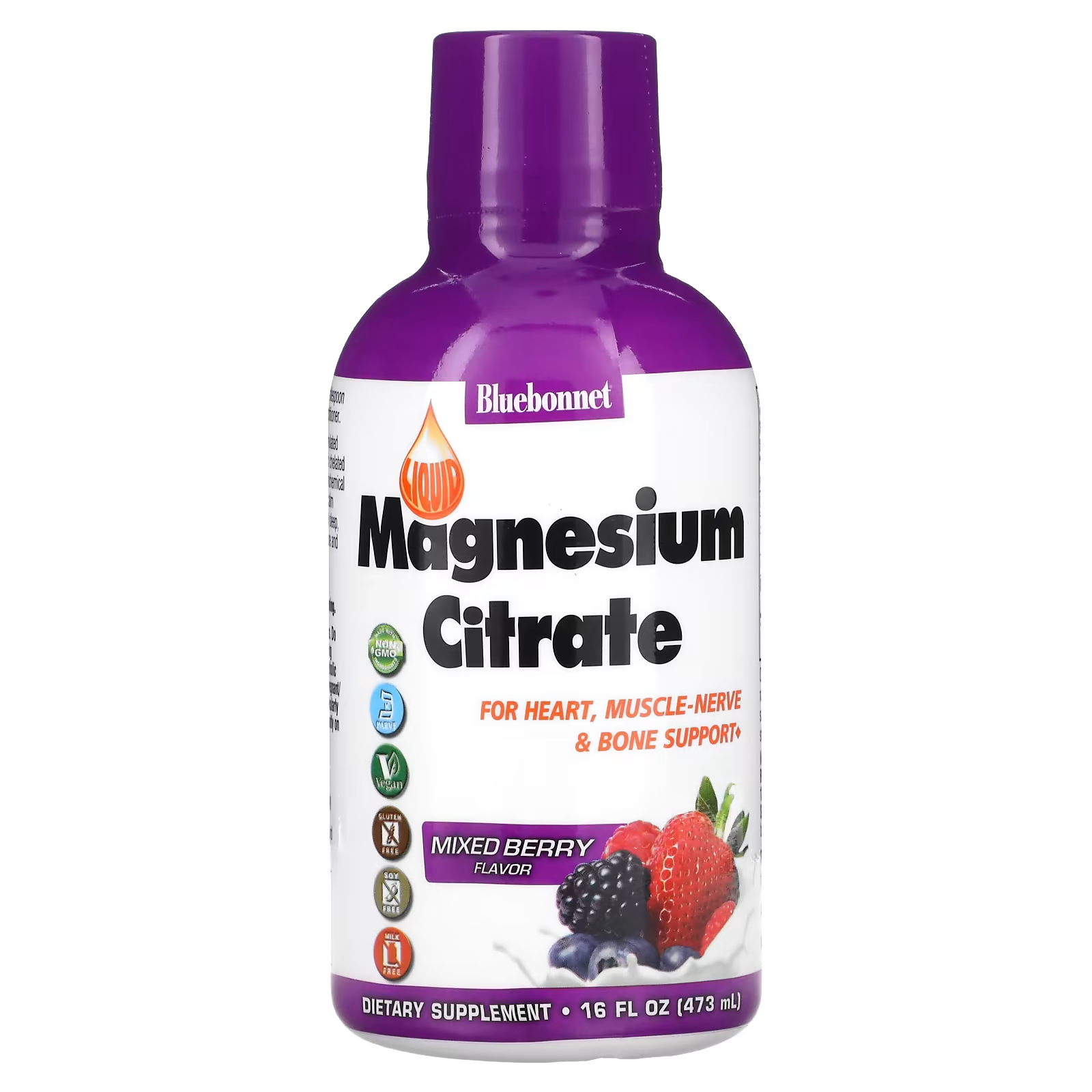 Жидкий цитрат магния, 473 мл, Magnesium Citrate, Bluebonnet Nutrition