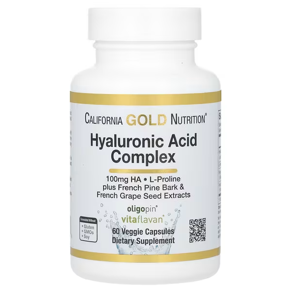 Комплекс с гиалуроновой кислотой, 60 растительных капсул, Hyaluronic Acid Complex