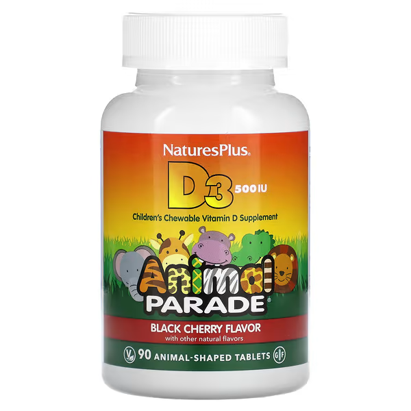 Витамин Д3 для детей, 500 МЕ, 90 жевательных таблеток, Animal Parade, Vitamin D3
