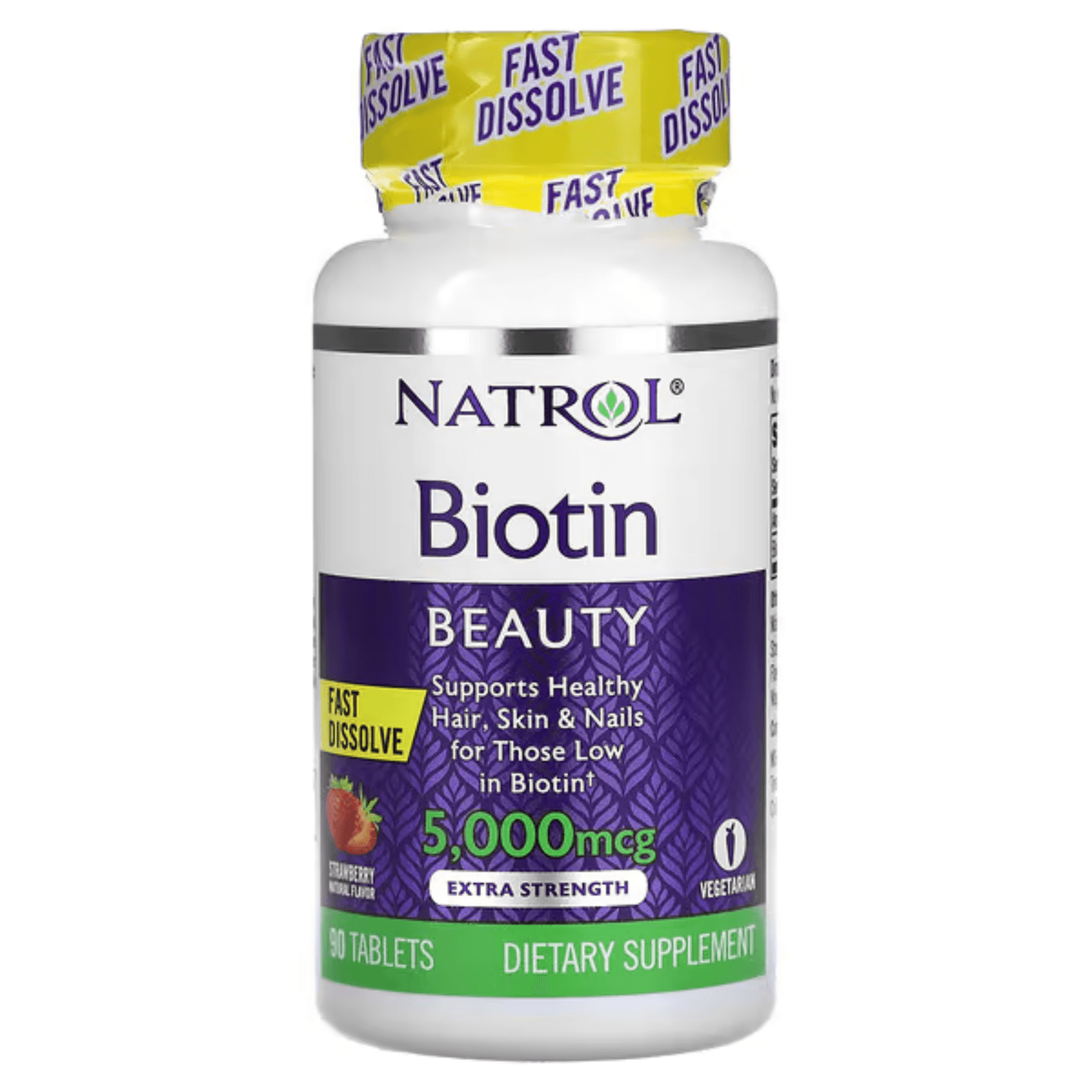 Биотин, быстрорастворимый, 5000 мкг, 90 таблеток, Natrol, Biotin Beauty