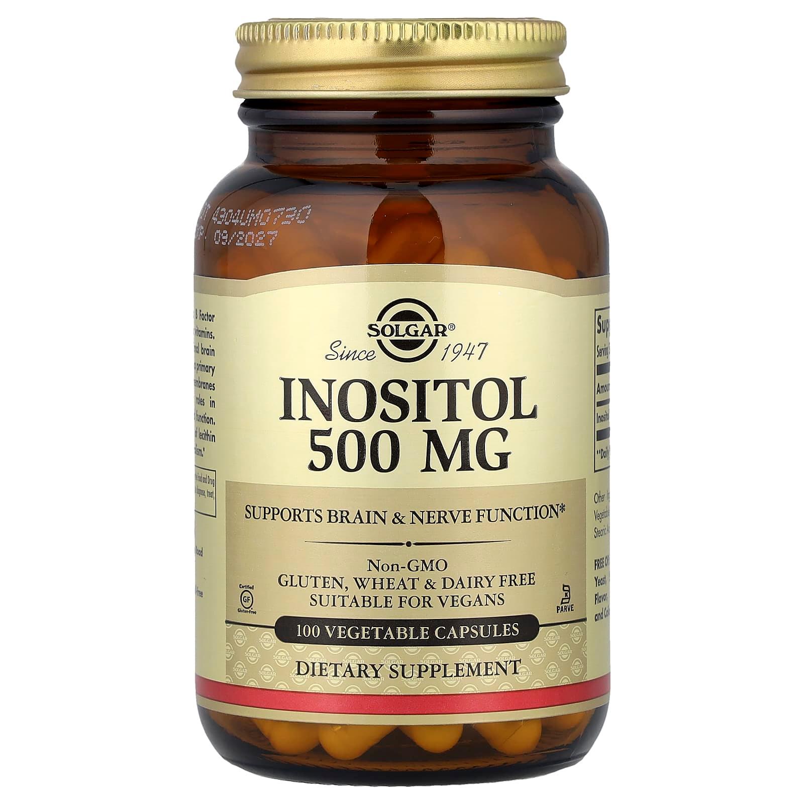 Инотизол, 500 мг, 100 капсул, Solgar, Inositol