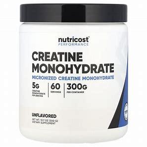 Креатин моногидрат, 5 г,  300 г, Nutricost, Creatine Monohydrate