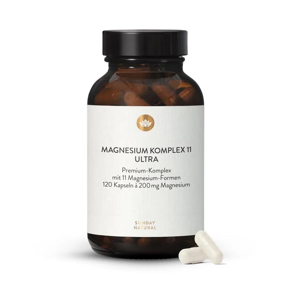 Магниевый комплекс из 11 видов магния, 200 мг, 120 капсул,  Sunday Natural, Magnesium Komplex 11 Ultra