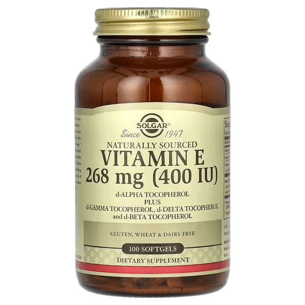 Витамин Е натуральный, 268 мг (400 МЕ), 100 капсул, Solgar, Vitamin E