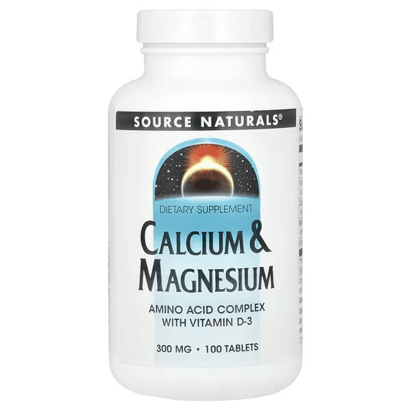 Кальций и магний, 300 мг, 100 таблеток, Source Naturals, Calcium and Magnesium