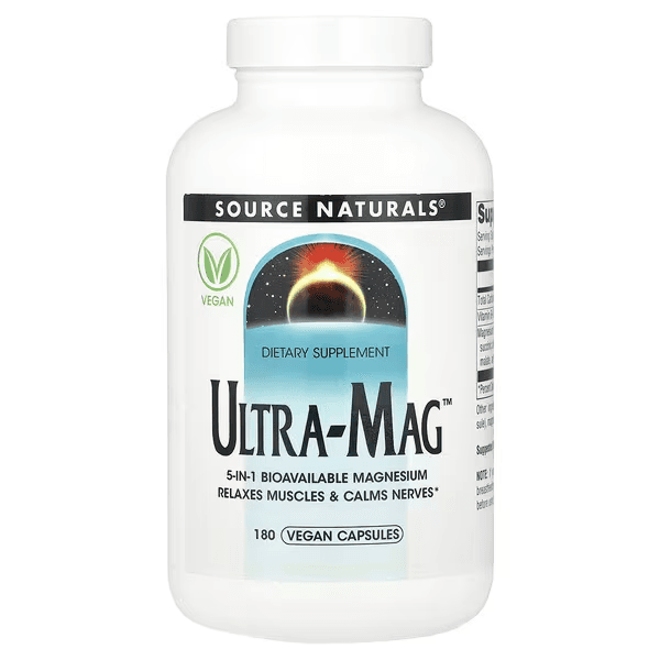 Магний с витамином В6, 180 капсул, Source Naturals, Ultra-Mag
