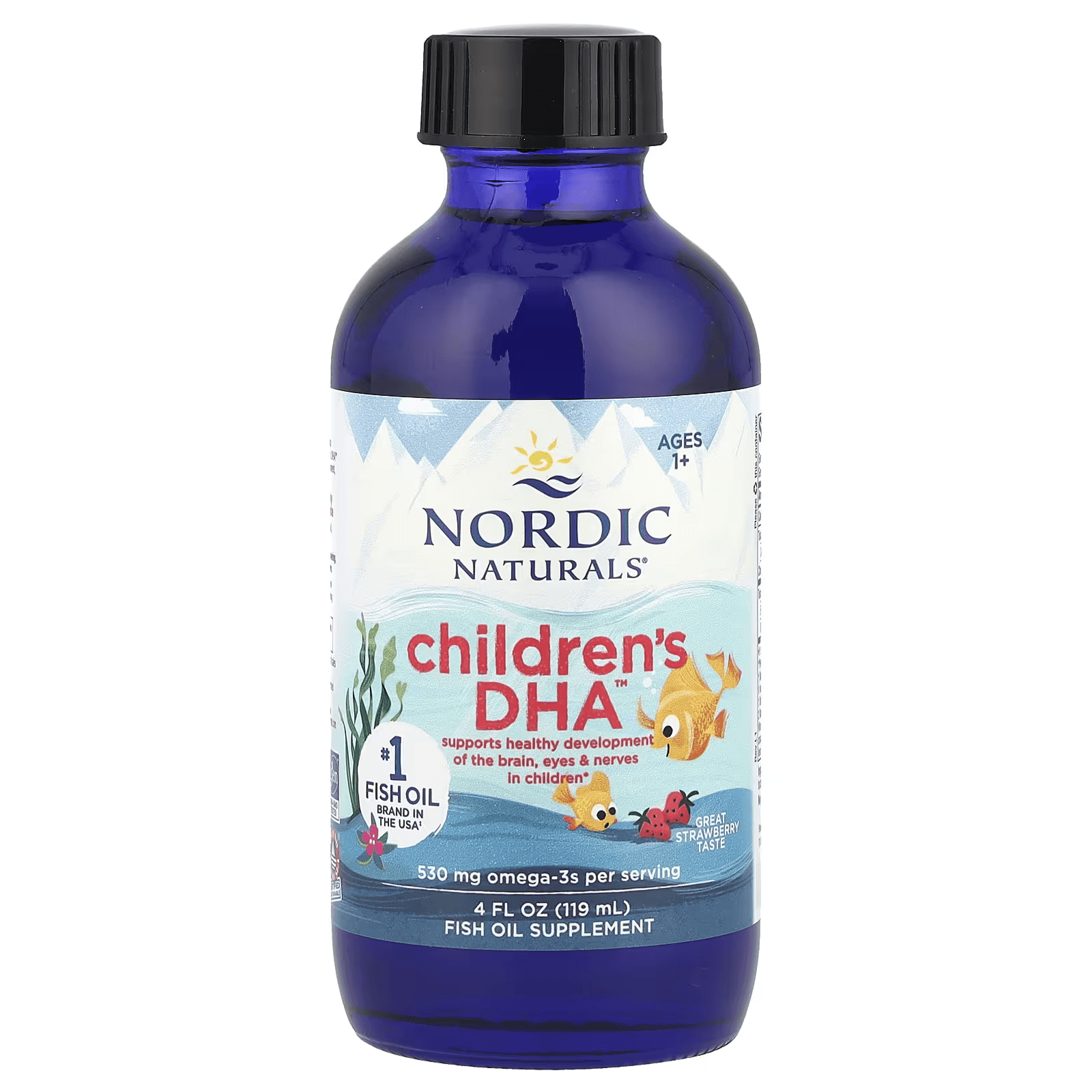 Омега-3 с ДГК для детей от 1 года, вкус клубника, 119 мл, Nordic Naturals, Omega kids Children Dha 1-6 ages