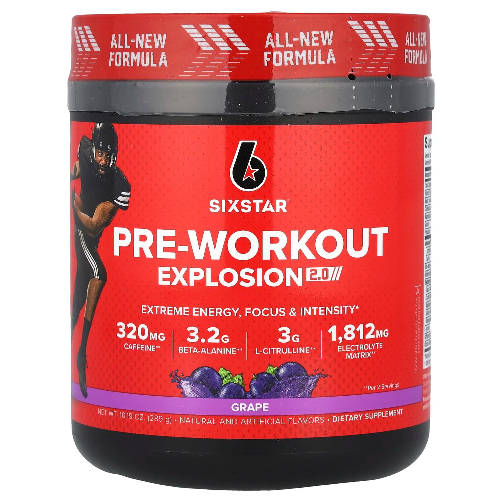 Предтренировочный комплекс, вкус виноград, 289 г, Sixstar, Pre-Workout