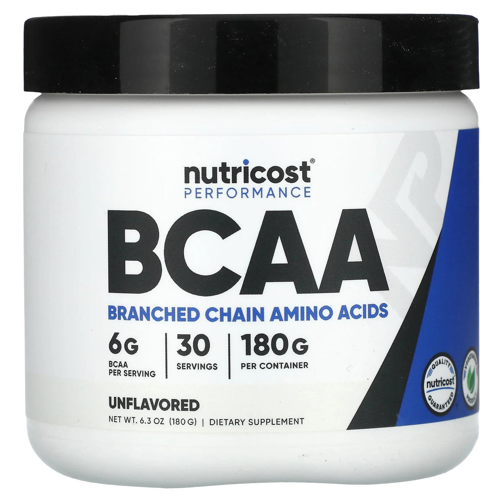 ВСАА без добавок, без вкуса, 180 г, Nutricost, BCAA