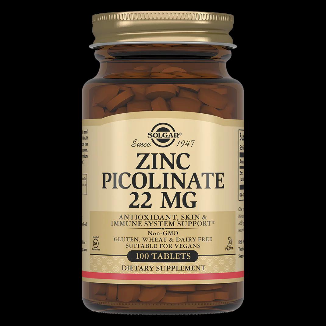 Пиколинат цинка, 22 мг, 100 таблеток, Solgar, Zinc Picolinate