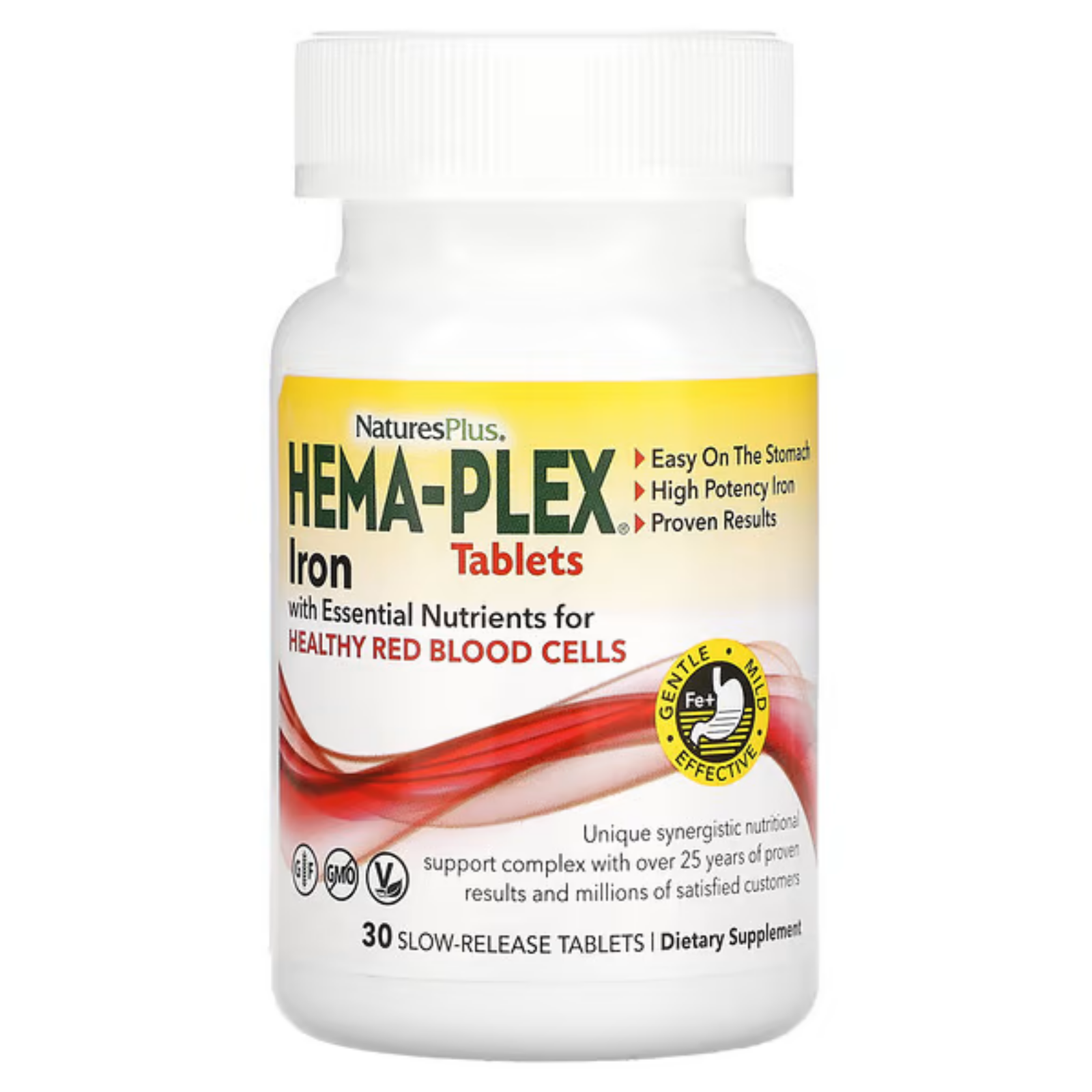 Железо, Hema-Plex, 30 таблеток с длительным высвобождением, NaturesPlus, iron Hema-Plex