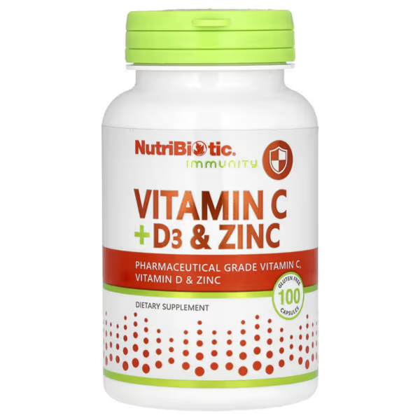 Добавки для иммунитета, витамины C + Д3 и цинк, 100 капсул, Vitamin C + D3 & Zinc