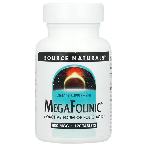 Фолиновая кислота MegaFolinic, 120 таблеток, Source Naturals