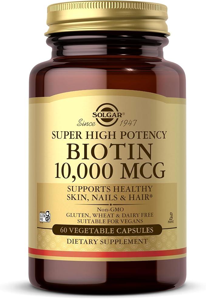 Биотин, 10 000 мкг, 60 капсул, Solgar, Biotin