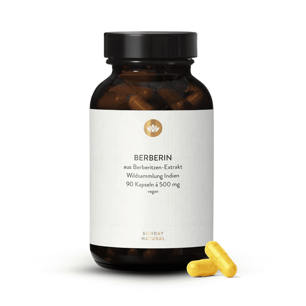 Берберин, 500 мг, 90 капсул, Sunday Natural, Berberin