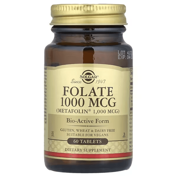 Фолиевая кислота Metafolin, 1000 мкг, 60 таблеток, Solgar, Folate Metafolin